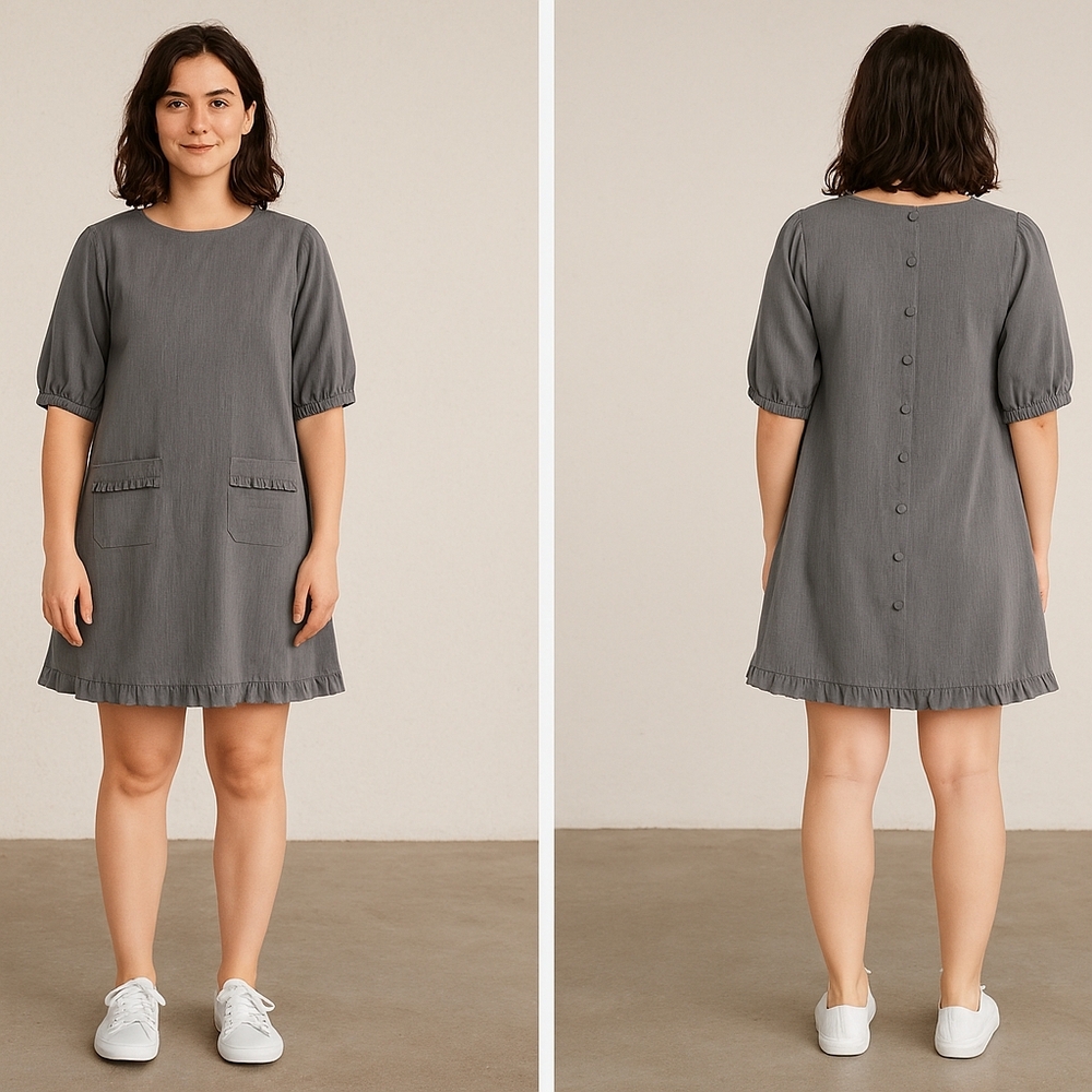 OC OC Elegant Gray Women's Dress Ruffled Size 8